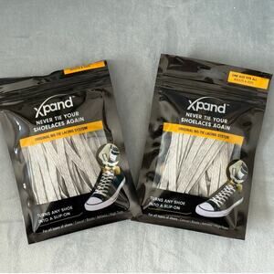 Xpand No Tie Shoelaces #28  Steel Gray Reflective -  Set of 2 NEW